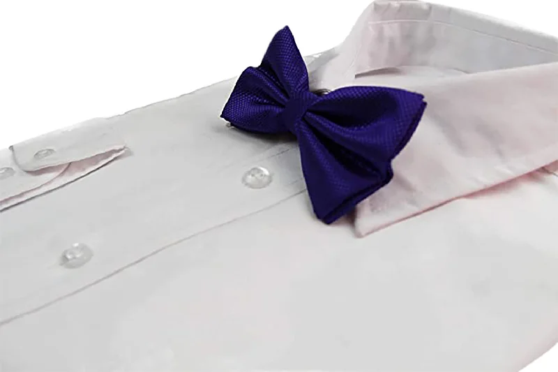 Men's tie for holiday dinners with bold color contrasts-Mens Dark Purple Plain Coloured Checkered Bow Tie