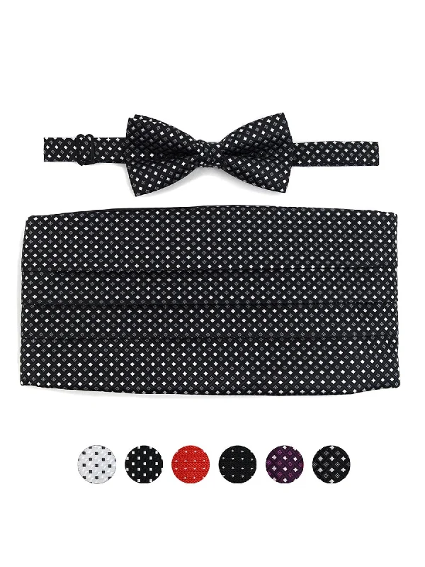 Men's tie for casual business attire-Men's Dotted Matching Adjustable Cummerbund and Bow tie Set