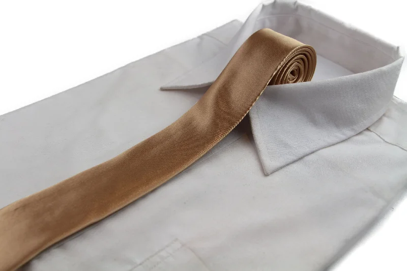 Best men's tie for a formal office dinner event-Mens Gold 5cm Skinny  Plain Neck Tie