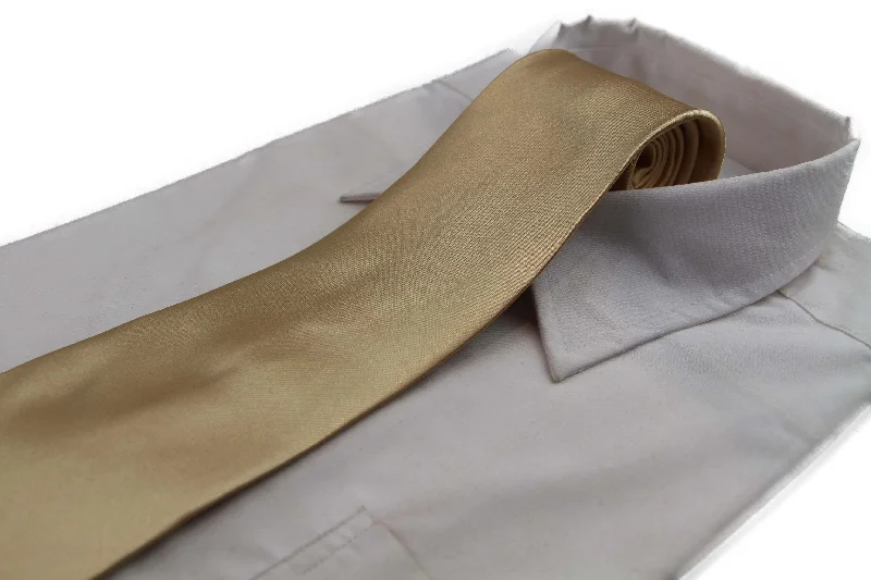 Men's tie for corporate events with modern design-Mens Gold Classic 10cm Plain Neck Tie