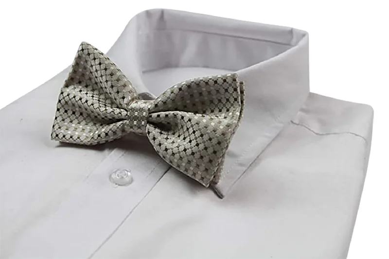 Men's tie with bold stripes for a professional appearance-Mens Gold, White & Cream Patterned Bow Tie