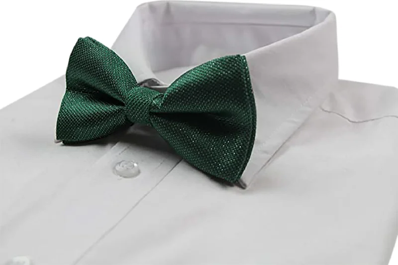 Classic men's tie with deep blue tone for formal wear-Mens Green & Silver Patterned Bow Tie