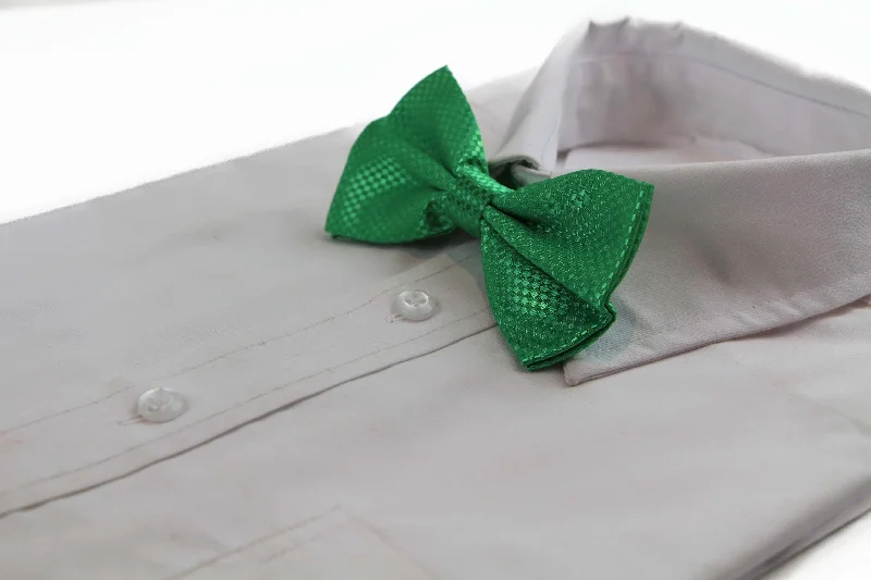 Men's tie with bold stripes for business meetings-Mens Green Disco Shine Checkered Patterned Bow Tie