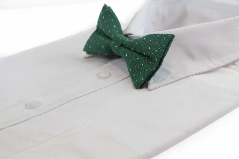 Men's tie for business casual functions-Mens Green Multicoloured Star Cotton Bow Tie