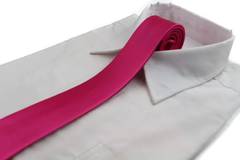 Best men's tie for a corporate wedding event-Mens Hot Pink 5cm Skinny  Plain Neck Tie