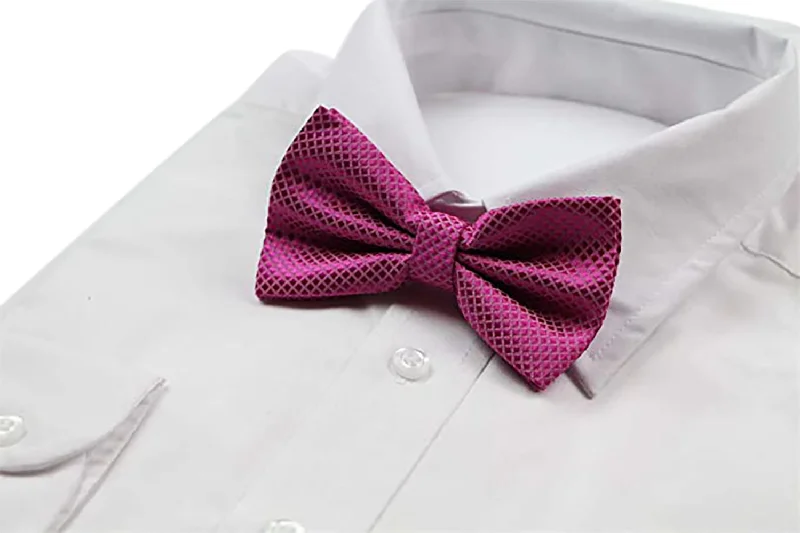 Best men's tie with classic design for business meetings-Mens Hot Pink Plain Coloured Large Patterned Checkered Bow Tie