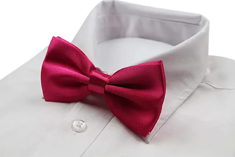 Stylish men's tie for professional gatherings-Mens Hot Pink Solid Plain Colour Bow Tie