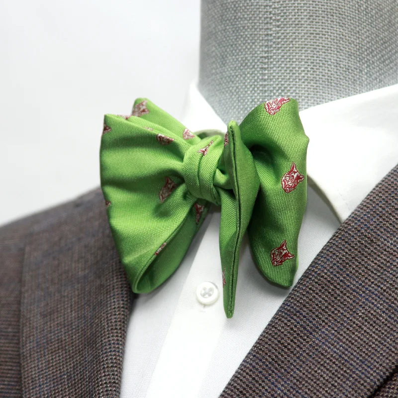 Men's tie for professional dinner events with smooth finish-Green Men's Large Silk Bow Tie