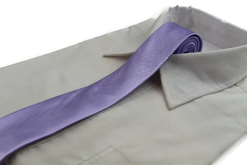 Men's tie with rich fabric for corporate functions-Mens Lavender 5cm Skinny  Plain Neck Tie