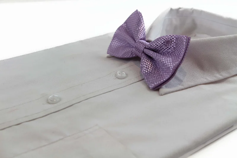 Stylish men's tie with vibrant patterns for special events-Mens Lavender Disco Shine Checkered Patterned Bow Tie