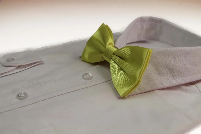 Elegant silk tie for men with smooth texture-Mens Lemon Solid Plain Colour Bow Tie