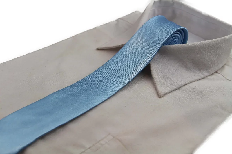 Men's tie with a sophisticated texture for high-end meetings-Mens Light Blue 5cm Skinny  Plain Neck Tie