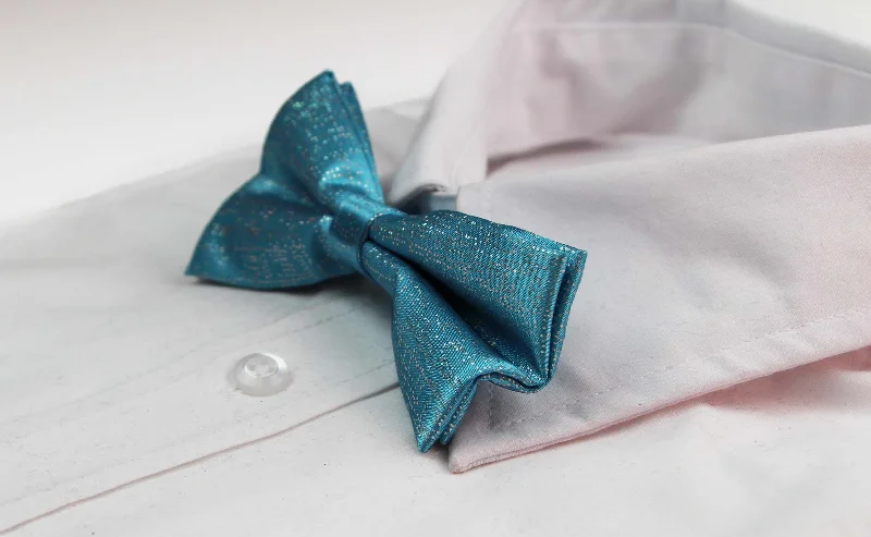 Men's tie with a classic plaid design for work-Mens Light Blue Sparkly Glitter Patterned Bow Tie