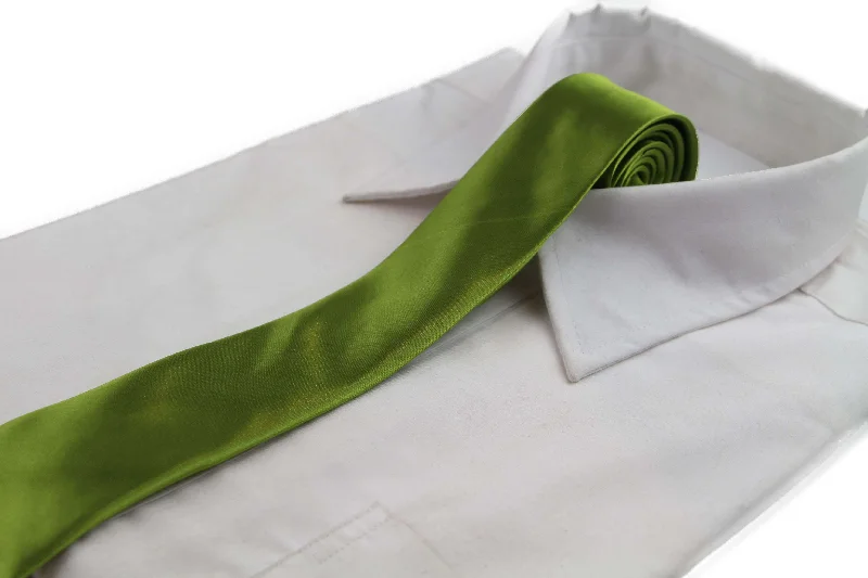 Men's tie with geometric lines for modern business attire-Mens Light Green 5cm Skinny  Plain Neck Tie