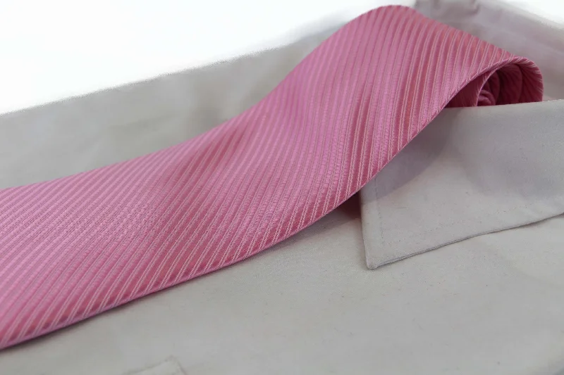 Classic men's tie with thin stripes for business wear-Mens Light Pink Striped 10cm Classic Neck Tie