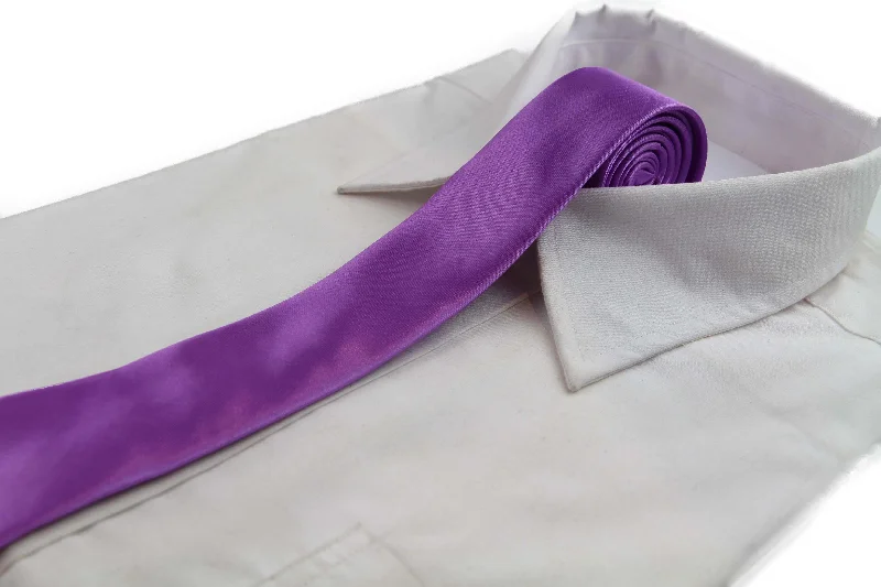 Best men's tie with sleek design for upscale meetings-Mens Light Purple 5cm Skinny  Plain Neck Tie