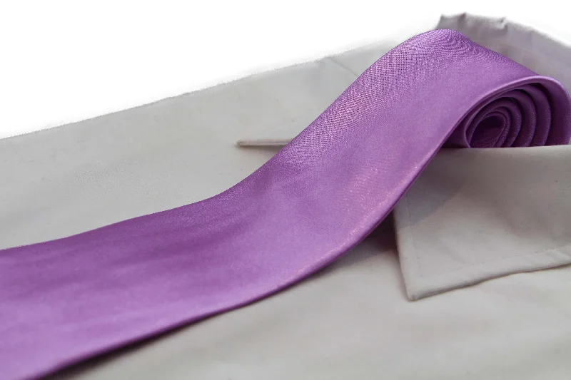 Men's tie with subtle checks for business wear-Mens Light Purple 8cm Plain Neck Tie