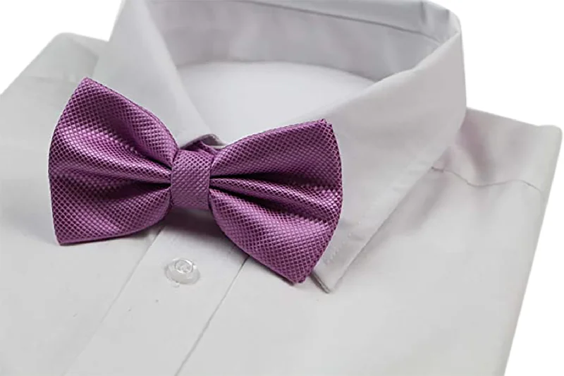 Best men's tie for business events with contemporary patterns-Mens Light Purple Plain Coloured Checkered Bow Tie