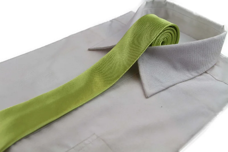 Men's tie with a refined finish for elegant gatherings-Mens Lime 5cm Skinny  Plain Neck Tie