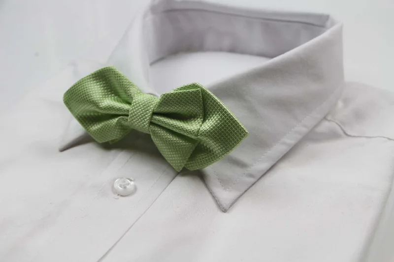 Best tie for men with modern, minimalistic style-Mens Lime Diamond Shaped Checkered Bow Tie