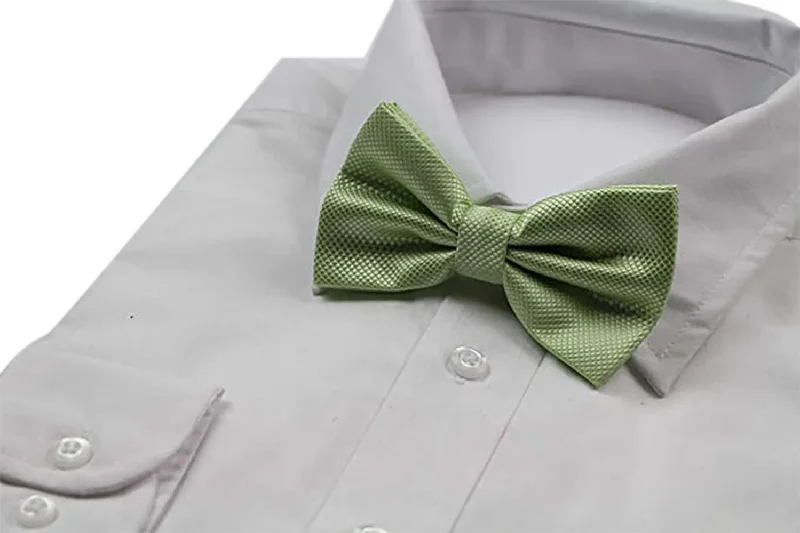 Stylish men's tie for creative professionals-Mens Lime Plain Coloured Checkered Bow Tie