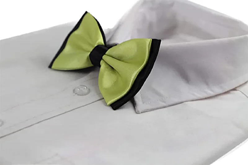 Men's tie for a stylish corporate appearance with sharp design-Mens Lime Two Tone Layered Bow Tie