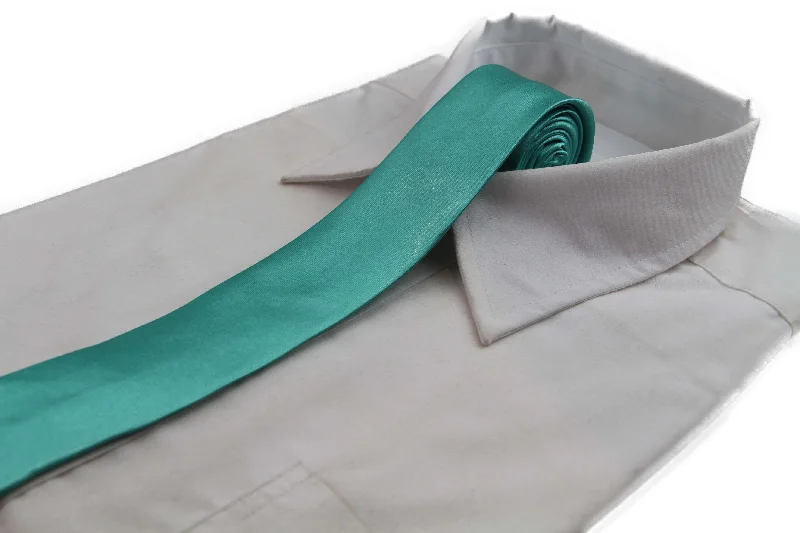 Men's tie for holiday dinners with bold color contrasts-Mens Mint Green 5cm Skinny  Plain Neck Tie