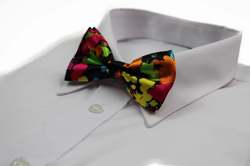 Trendy men's tie for a formal brunch event-Mens Multicoloured Patterned Rainbow Bow Tie