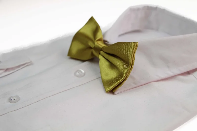 Stylish men's tie for a chic office look-Mens Mustard Yellow Solid Plain Colour Bow Tie