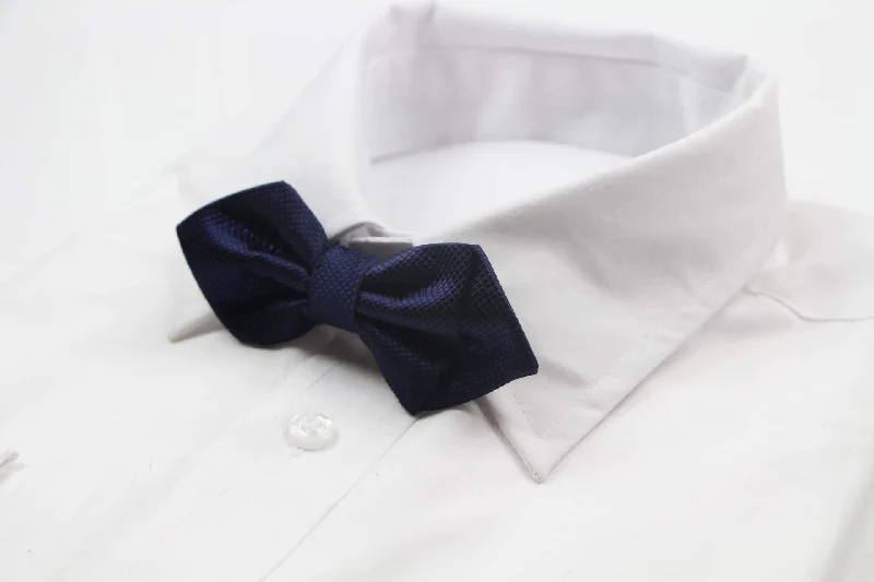 Men's tie for upscale dinner parties-Mens Navy Diamond Shaped Checkered Bow Tie