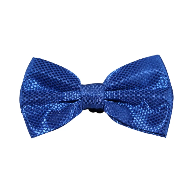 Classic men's tie for formal business attire-Mens Navy Disco Shine Checkered Patterned Bow Tie