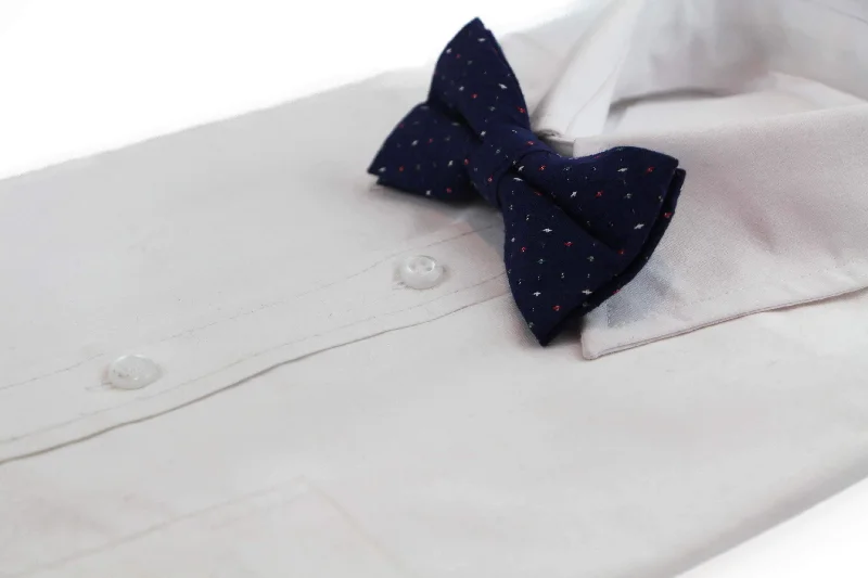 Men's tie for a professional look with sharp lines-Mens Navy Multicoloured Star Cotton Bow Tie