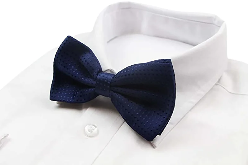 Men's tie with diagonal stripes for an elegant office appearance-Mens Navy Polka Dot Patterned Bow Tie