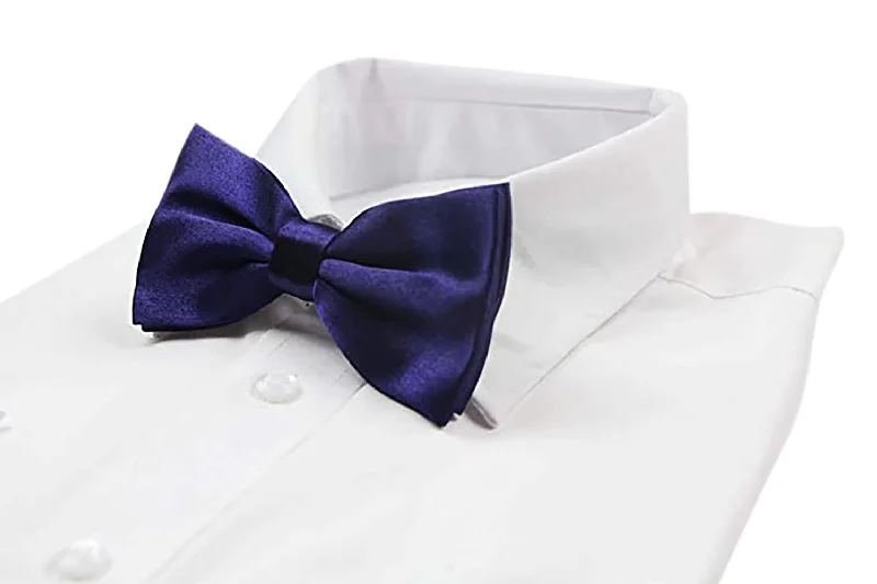 Designer men's tie with creative pattern for upscale events-Mens Navy Solid Plain Colour Bow Tie