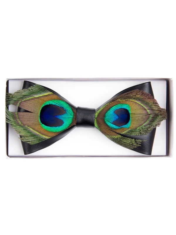 Best men's tie for business luncheons-Men's Novelty Feather Banded Bow Tie