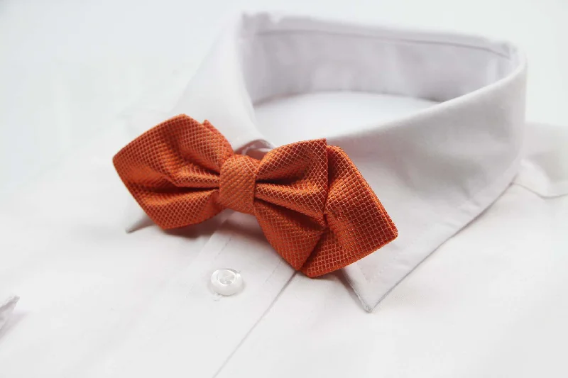 Best men's tie for creative professionals with unique print-Mens Orange Diamond Shaped Checkered Bow Tie