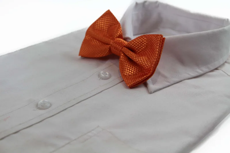 Men's tie with smooth fabric for elegant affairs-Mens Orange Disco Shine Checkered Patterned Bow Tie