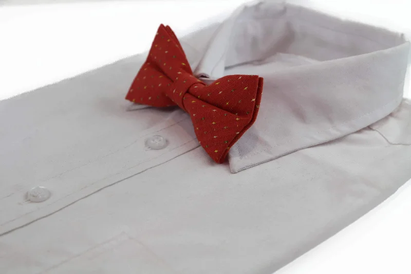 Luxury men's tie with fine texture for weddings-Mens Orange Multicoloured Star Cotton Bow Tie