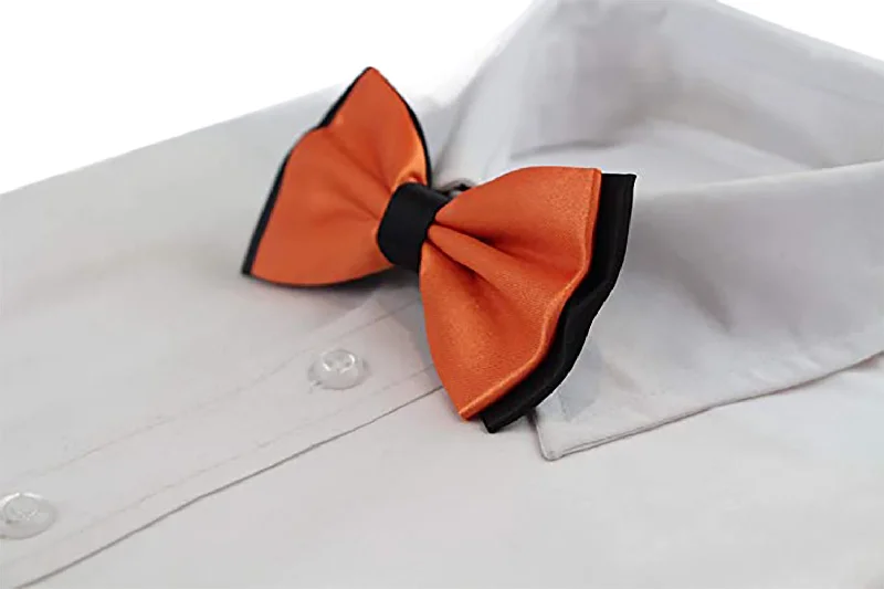 Classic men's tie for business events with sleek design-Mens Orange Two Tone Layered Bow Tie