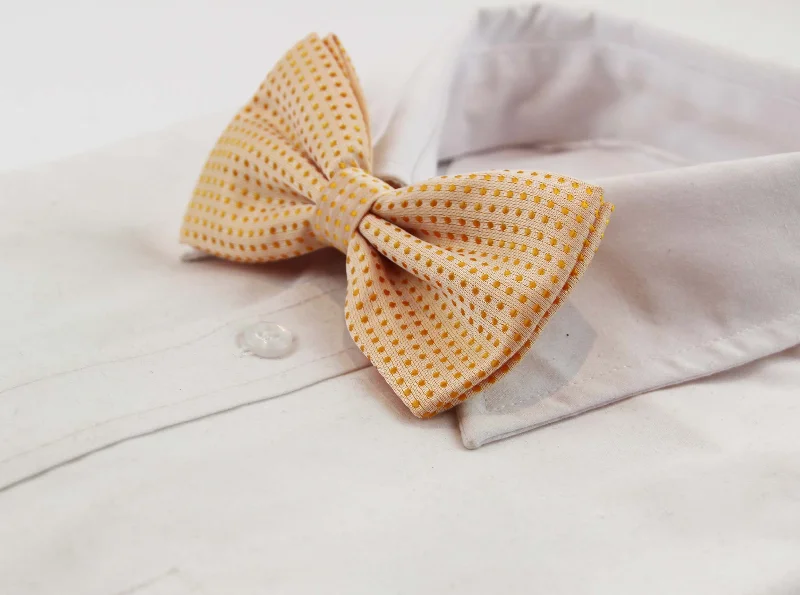 Best men's tie for upscale dinner parties-Mens Faint Orange Polka Dot Patterned Bow Tie