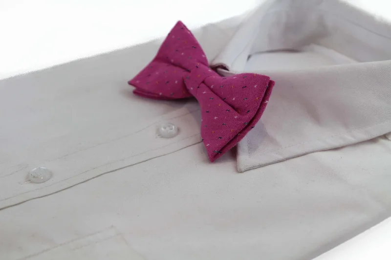 Men's tie for sophisticated corporate events-Mens Pink Multicoloured Star Cotton Bow Tie