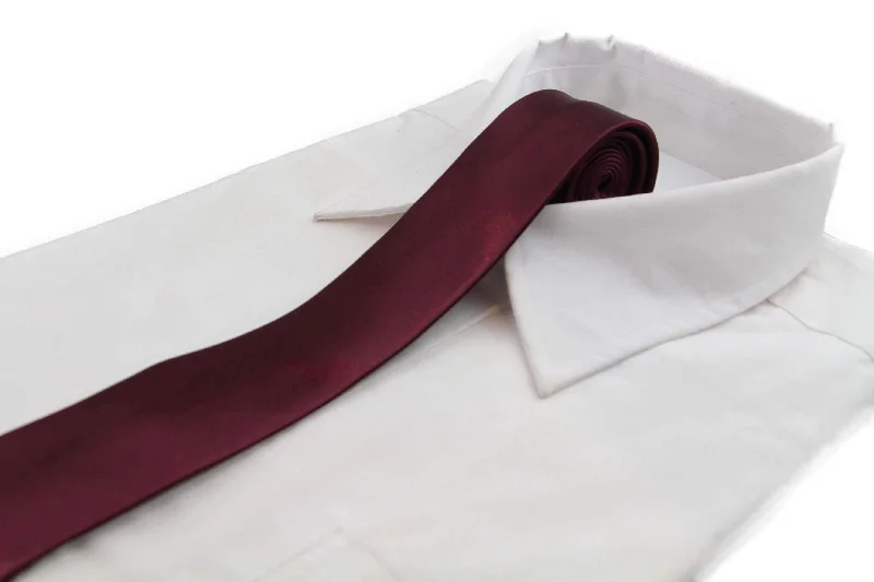 Men's tie for a smart casual look with sleek pattern-Mens Plum 5cm Skinny Plain Neck Tie