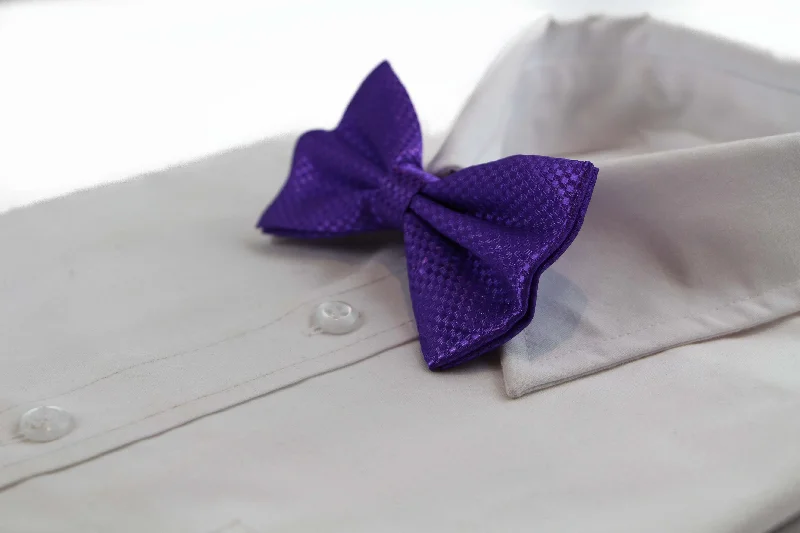 Men's tie with bold stripes for a professional appearance-Mens Purple Disco Shine Checkered Patterned Bow Tie