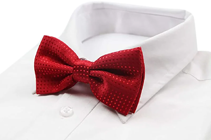 Men's tie with floral prints for a refined look-Mens Red Polka Dot Patterned Bow Tie