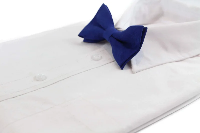 Men's tie with stylish polka dots for casual wear-Mens Royal Blue Velvet Plain Colour Bow Tie