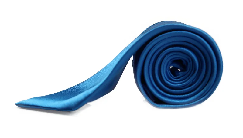 Men's tie for a professional look with sharp lines-Mens Santorini Blue 8cm Plain Neck Tie