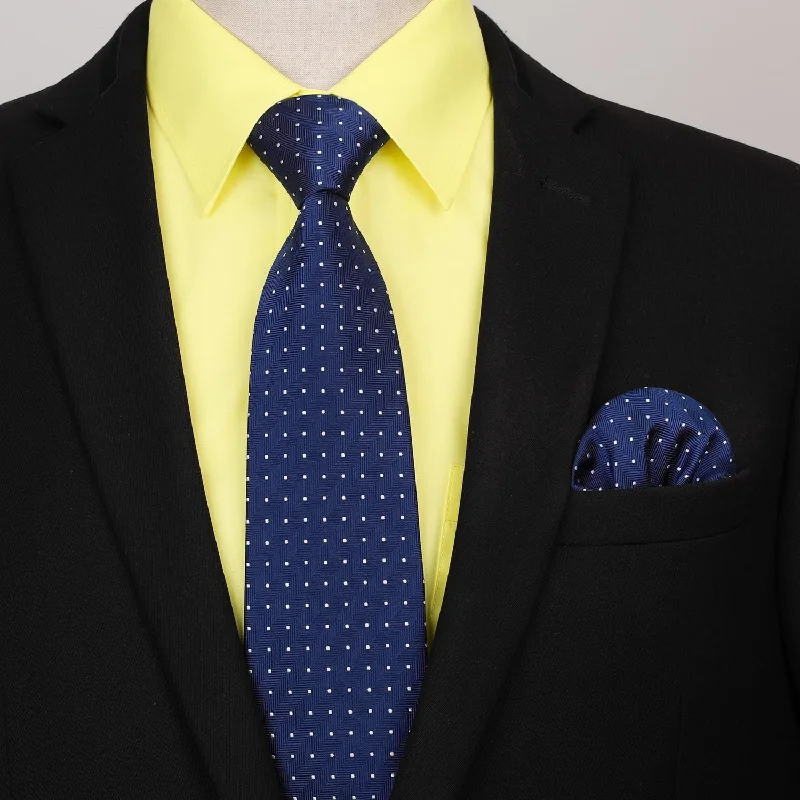 Stylish men's tie for evening parties-Men's Shirt with Tie Handkerchief Set - 06-LIGHT YELLOW