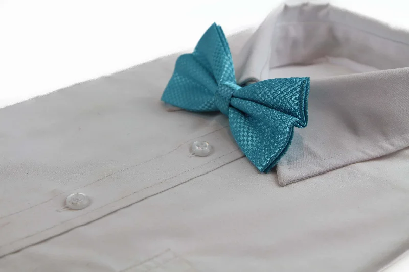 Men's tie with elegant patterns for special occasions-Mens Sky Blue Disco Shine Checkered Patterned Bow Tie