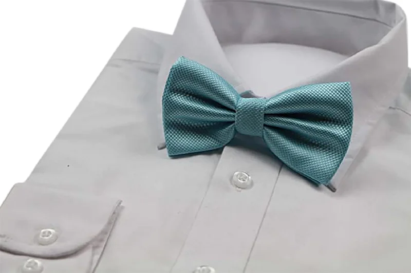 Men's tie with bold hues for professional wear-Mens Sky Blue Plain Coloured Checkered Bow Tie