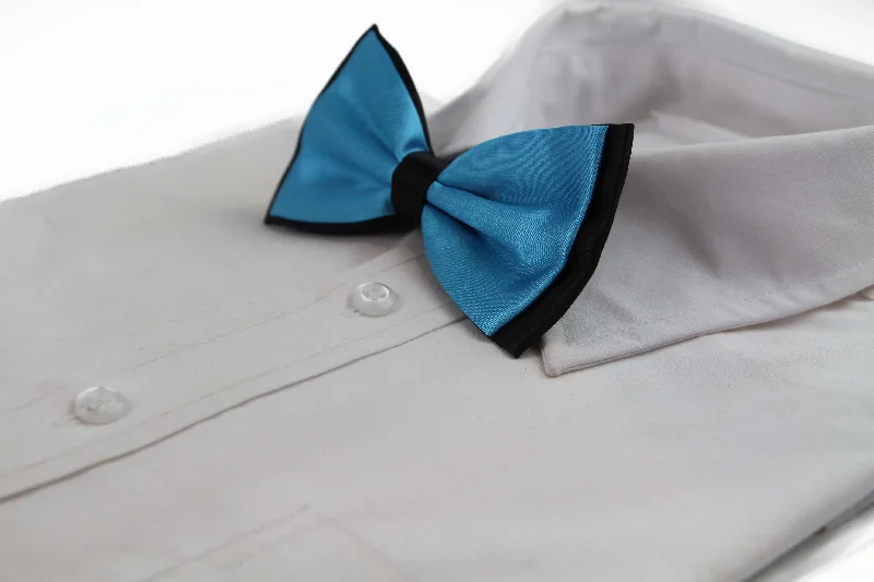 Best men's tie for creative professionals with unique print-Mens Sky Blue Two Tone Layered Bow Tie